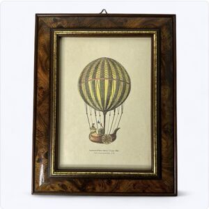 Ascension De Testu Bressy Framed Art Print Italy Hot Air Balloon 9.5x7.5"